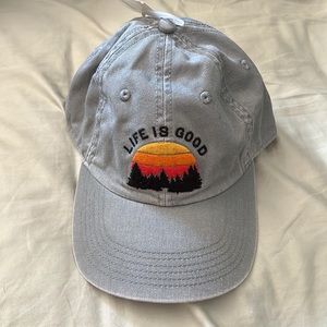 Life Is Good Kids Chill Cap Gray Sunset Trees
